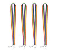 WANDIC Rainbow Striped Lanyard, 4 Pack Nylon Lanyards with Swivel Metal Clip for Keys, Phone, ID Badge Holder