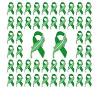WANDIC Ribbon Feather Brooches, Suicide Prevention Epilepsy Awareness Lapel Pins Enamel Hope Badges for Social Charity Activities (Green, 50pcs)