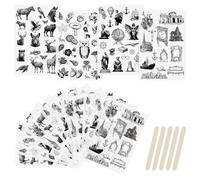 WANDIC Rub On Transfer Sticker, 16 Sheets European Style Transfer Decals Architectural Flowers Scrapbook Stickers for Making Greeting Cards Gift Wrapping Journal