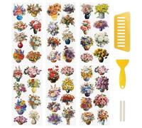 WANDIC Rub On Transfer Sticker, 6 Sheets Flowers in Vase Transfer Decals Waterproof Floral Stickers Plant Sticker for Party Favors Decor