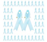 WANDIC Satin Ribbon Pins, 100PCS Prostate Cancer Awareness Polyester Pins, Portable for Public Concern (Baby Blue)