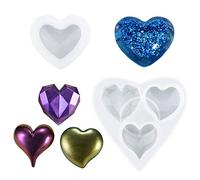 WANDIC Silicone Mold, 2 Pcs Heart Shaped Paperweight Resin Mold Pendant Jewellery Making Mold 3D Heart Resin Mold for DIY Handmade Epoxy Crafts