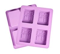 WANDIC Silicone Soap Mold, 2 Pcs Rectangle Flower Tree Soap Mould Life Tree Resin Mold for DIY Handmade Soap Making Craft, 4 Cavity