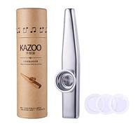WANDIC Silver Kazoo Musical Instruments Sets Aluminum Alloy Instrumental Accompaniment with 3 Pack Kazoo Membrane Reed