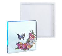 WANDIC Square Shape 3D Silicone Mold, 1 Piece Crystal Epoxy Resin Mould Mirror Silicone Mold for Specimen Art and Home Decoration