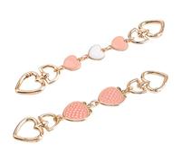 WANDIC Straps Bag Chain Set, 2Pcs Metal Extender Bag Chain with Heart and Strawberry Pattern Golden Metal Replacement Chain for Purse Bag Handbag,Pink