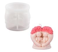 WANDIC Valentine's Day Candle Silicone Mould, Bear Shape Candle Moulds 3D Bear Heart Mold for Candle Soap Making DIY Handicrafts Party Decoration