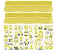 WANDIC Yellow Ribbon Awareness Kit, 100PCS Ribbon Pins 10 Sheets Temporary Tattoo for Sarcoma Or Bone Cancer for Public Benefit Activities