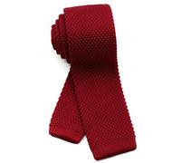 WANDM Men's Knit Tie Slim Skinny Square Necktie Width 2.2 inches Washable Solid Color - red - free