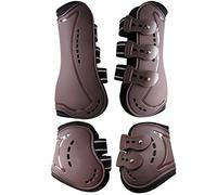 Wandrola Horse Boots Open Front Jumping Tendon Sport Boots, Hind Fetlock Boots, Secure Leg Protection, Classic Breathable Equine Supplies, Set of 4 (Brown, L)