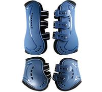 Wandrola Horse Boots Open Front Jumping Tendon Sport Boots, Hind Fetlock Boots, Secure Leg Protection, Classic Breathable Equine Supplies, Set of 4 (Blue, M)