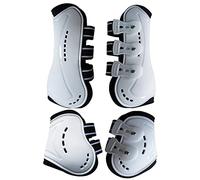 Wandrola Horse Boots Open Front Jumping Tendon Sport Boots, Hind Fetlock Boots, Secure Leg Protection, Classic Breathable Equine Supplies, Set of 4 (White, M)