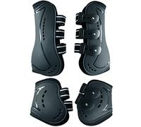 Wandrola Horse Boots Open Front Jumping Tendon Sport Boots, Hind Fetlock Boots, Secure Leg Protection, Classic Breathable Equine Supplies, Set of 4 (Black, M)