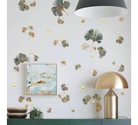 WandSticker4U® - Elegant Wall Sticker Leaves Ginkgo Gold/Green I Wall Sticker Plants Grasses Nature I Botanical Wall Decoration Living Room Bedroom Kitchen Bathroom Hallway Office Furniture Sticker