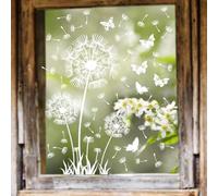 WandSticker4U - Reusable Window Stickers Self-Adhesive Dandelion White (85 x 60 cm) I Window Sticker Flowers Spring Window Sticker Living Room Bedroom Bathroom Kitchen Window Decoration