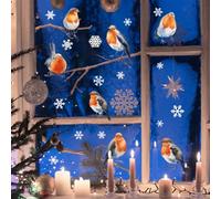 WandSticker4U - XXL Winter Window Stickers Self-Adhesive Birds, Robins, Snowflakes & Branches (158 x 106 cm) I Window Pictures Christmas Reusable Winter Decoration Christmas Decoration Window Large