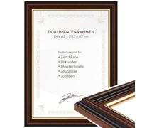 WANDStyle Document Frame for Certificates and Certificates, DIN A3 29.7 x 42 cm, Wooden Frame, Brown, Made in Germany - H015