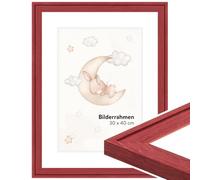 WANDStyle H120 Children's Room Picture Frame for Children's Drawings 18 x 24 cm, Modern Wooden Frame, Red, Grained, Made in Germany