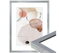 WANDStyle H950 Picture Frame A3 Silver DIN A3 Picture Frame Wood Modern 42 x 30 cm High-Quality Wooden Picture Frame Poster Frame for Hanging Frame 30 x 42 cm Photo Frame H950 Made in Germany