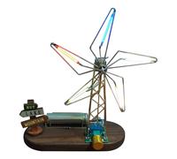 WANENGEDIY DIY Windmill Lamp with Colour Changing LED Light, Electronic STEM Soldering Project, 3D Metal Model for DIY, Mechanical Sculpture for Desk & Technology Fans
