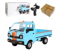 WANENGEDIY Mini RC Truck, WPL D14 1/10 Scale 2.4G 4WD Mini Remote Control Truck with 8 Micro Cardboard Boxes and 2 Batteries, All Terrain RC Off Road Pickup Car for Adults Youth Gifts