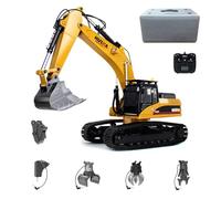 WANENGEDIY RC Digger Excavator Model, 1/14 Scale 2.4G 23CH Full Metal 5-in-1 Remote Control Excavator with LED Lights & Sound Effects, Engineering Construction Vehicle Model for Adults and Youth