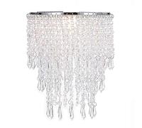 Waneway 3 Tiers Ceiling Chandelier Pendant Light Shade with Acrylic Jewel Droplets, Beaded Lampshade with Chrome Frame and Clear Beads, Diameter 22 cm, Clear