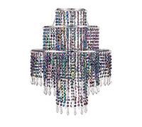 Waneway Chandelier Light Shade for Ceiling Pendant Light, Easy Fit Crystal Lamp Shade Lampshade for Bedroom, Living Room, Hallway, Wedding or Party Decoration, Diameter 32 cm, 3 Tiers, Multicolour