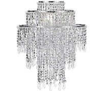 Waneway Chandelier Light Shade for Ceiling Pendant Light, Easy Fit Crystal Lamp Shade Lampshade for Bedroom, Living Room, Hallway, Wedding or Party Decoration, Diameter 32 cm, 3 Tiers, Silver