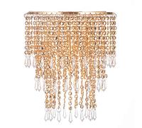 Waneway Chandelier Light Shade for Ceiling Pendant Light, Easy Fit Crystal Lamp Shade Lampshade for Bedroom, Living Room, Hallway, Wedding or Party Decoration, Diameter 22 cm, 3 Tiers, Copper