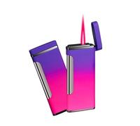 WANFANK Torch Lighter 2 Pack Windproof Red Jet Flame Butane Lighter Refillable Gas Lighter Portable Slim Lighter for Girls, Women, Birthday, Indoor, Outdoor (No Butane)(Purple)