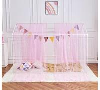 WANFASO Pink Horse Canopy Bed Curtains with Lights, Princess Bed Canopy for Girls Kids Room Decor, Sheer House Twin Bed Canopy Curtains Scarf (2 Panel)