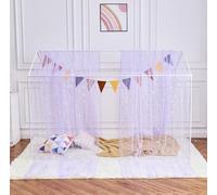 WANFASO Purple Horse Canopy Bed Curtains with Lights, Princess Bed Canopy for Girls Kids Room Decor, Sheer Twin Bed Canopy Curtains Scarf (2 Panel)