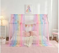 WANFASO Rainbow Bed Canopy for Girls, Twin Size, 2 Panel, Romantic Style