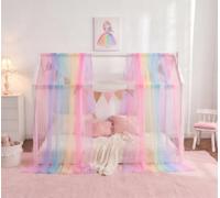 WANFASO Rainbow Bed Canopy for Girls, Twin Size, 2 Panel, Romantic Style