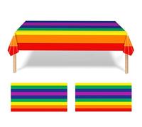 Wanfoou 2 Pack Rainbow Table Cloth, Disposable Plastic Rectangular Table Covers, Colorful Table Cloth for Party Decorations, Table Cloths Rectangular for Birthday and Wedding Party Decoration