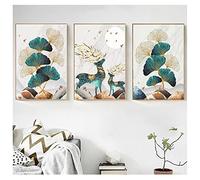 Wanfoou 3 Piece Poster Set, Abstract Ginkgo Biloba Wall Art, Canvas, Unframed, 30 x 40 cm, Unisex, Rectangular, Kitchen, Living Room & Bedroom Decor