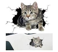 Wanfoou 3D Cat Car Sticker, 3D Cat Kitten Animal Car Sticker, Funny Personality Simulation Motorcycle Decoration Car Styling Sticker
