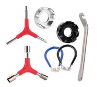 Wanfoou Bicycle Spoke Wrench Bike Spoke Tool Portable Bicycle Spoke Tool Kit with 1 Piece Tire Lever Bike Rim Correct Kit Cycling Pocket Tools for Bike Repair, Totally 7 Pieces Spoke Tool Kit