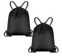 Wanfoou Drawstring Bag, 2 Pcs Drawstring Gym Bag, Backpack Bags, Drawstring Backpack for Picnic Gym Sport Beach Travel Storage, Black
