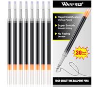 WANFRES Gel Ink Ballpoint Pen Refills 0.7mm, Black 30 Count, Retractable Press-On Pen Barrel Ink Refills, Compatible with Pilot G2 Pentel Energel Jetstream Sharpie S-Gel Uniball Signo Zebra Sarasa