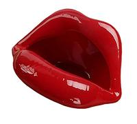 Wang-Data Creative Ceramic Cigarette Ashtrays with Lips Style Fashion Home Decorations（Dark Red）