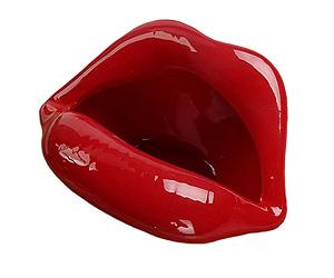 Wang-Data Creative Ceramic Cigarette Ashtrays with Lips Style Fashion Home Decorations（Dark Red）