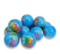 Wang-Data Squeezable World Stress Balls for Kids Mini World Globe Earth Ball 24 Pack - Pressure Relieving Health Balls Globe Pattern Balls for Kids, School, Classroom, Party Favors (2.5" Inches)