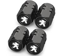WANGAIDCE 4 Pcs Tyre Valve Caps for Peugeot 508 508SW 508RXH 508L 5008 308CC, Black Stem Dust Caps,Car Tire Valve Stem Caps,Aluminum Tire Valve Cap Valve Covers Replacement