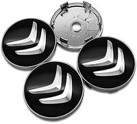 WANGAIDCE Wheel Center Caps Set of 4, Hub Caps for Citroen C1 C2 C3 C4 C5 X C6 C8 60mm, Premium ABS Emblem Badge Covers (BLACK)