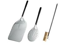 WANGBINGXING Pizza Peel 12/13/14 Inch Pizza Peel With Oven Brush Set Turning Perforated Shovel Retangular(9inch 13inch Brush)