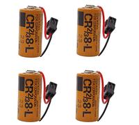 WANGCAIER 4PCS CR2/38-L Battery Compatible for Fuji CR2/3 8.L 3V PLC Lithium Battery FDK CR2/38.L with Black Head