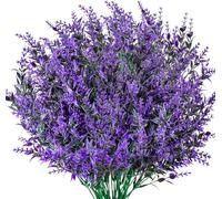 WangChaoJiu 9 Pcs Artificial Lavender Flowers Plastic Decorative Flowers Indoor and Outdoor Fake Plants UV Resistant Shrubs Bushes Greenery Hanging Planter for Home Garden Office Grass Table(Purple)