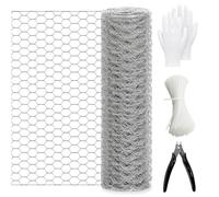 WangChaoJiu Chicken Wire Mesh Roll, 40 cm x 10 m Garden Mesh Fencing Wires | Hexagonal Galvanized Metal Wire Netting, Fence Wires for Garden Fence Fencing Meshes, with Pliers/Gloves/100 Cable Ties